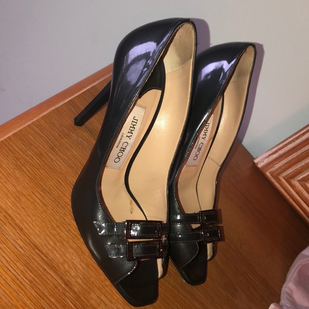 Jimmy Choo patent leather peep toe WITH DUST BAG